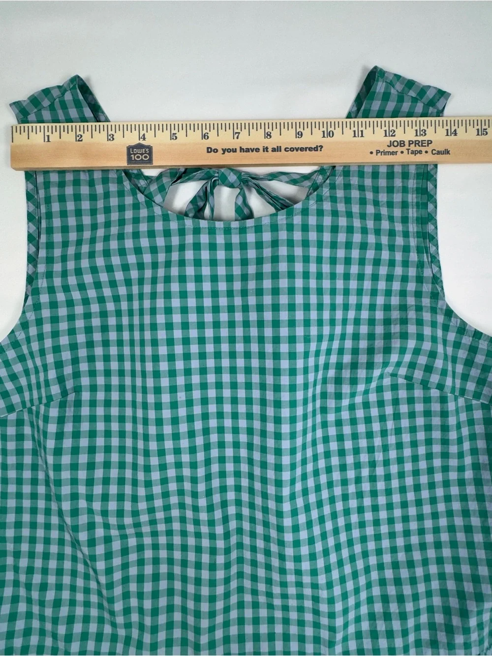J.Crew Factory Green Gingham Bow Back Peplum Tank Top Womens Small Cottagecore